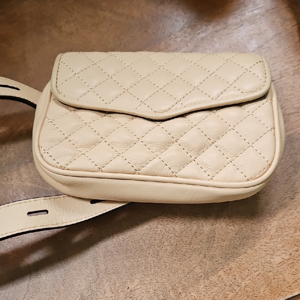 Rebecca Minkoff Cream Quilted Mini Belt Bag